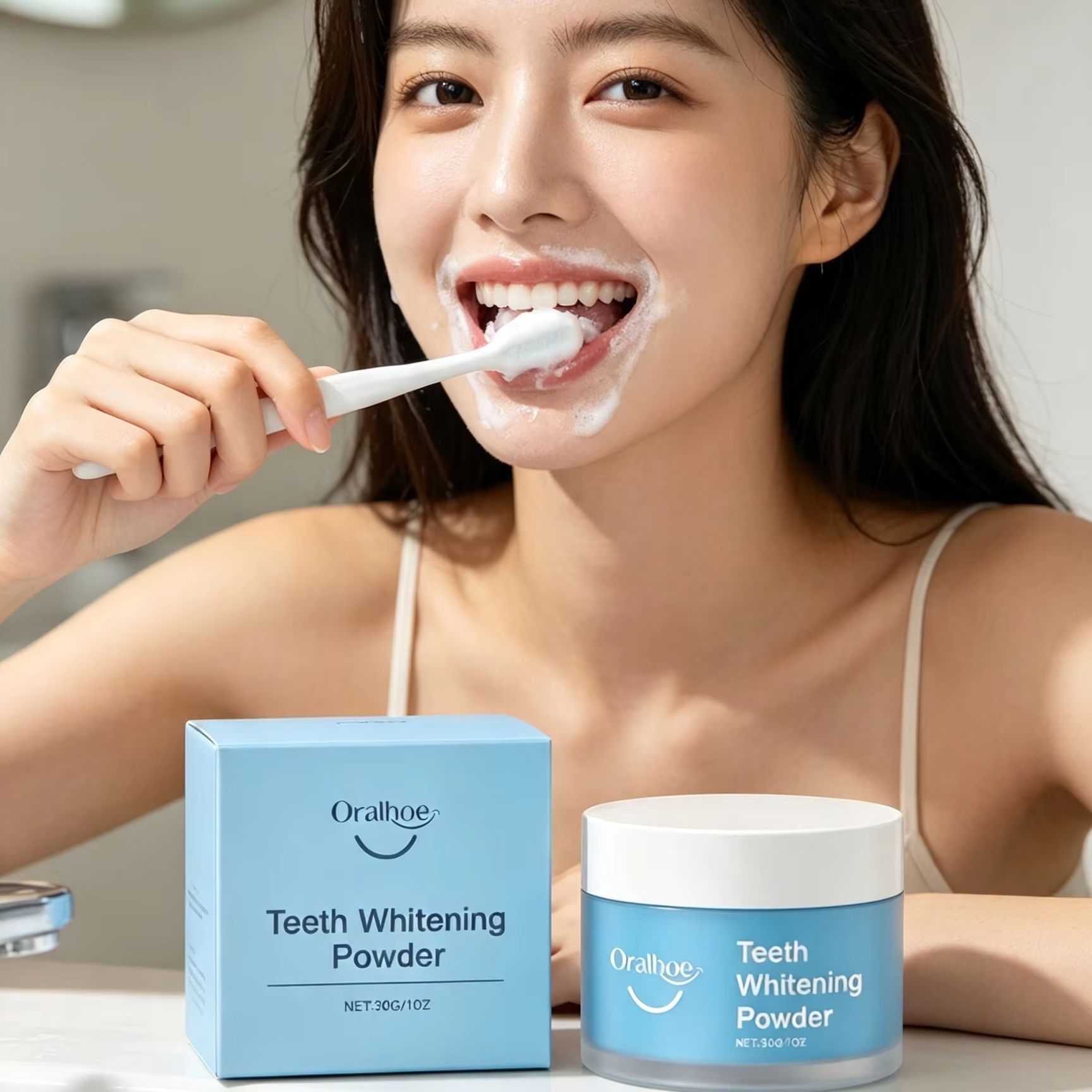 Teeth Whitening Ai - Bubuk Gigi Oralhoe untuk Membersihkan Noda