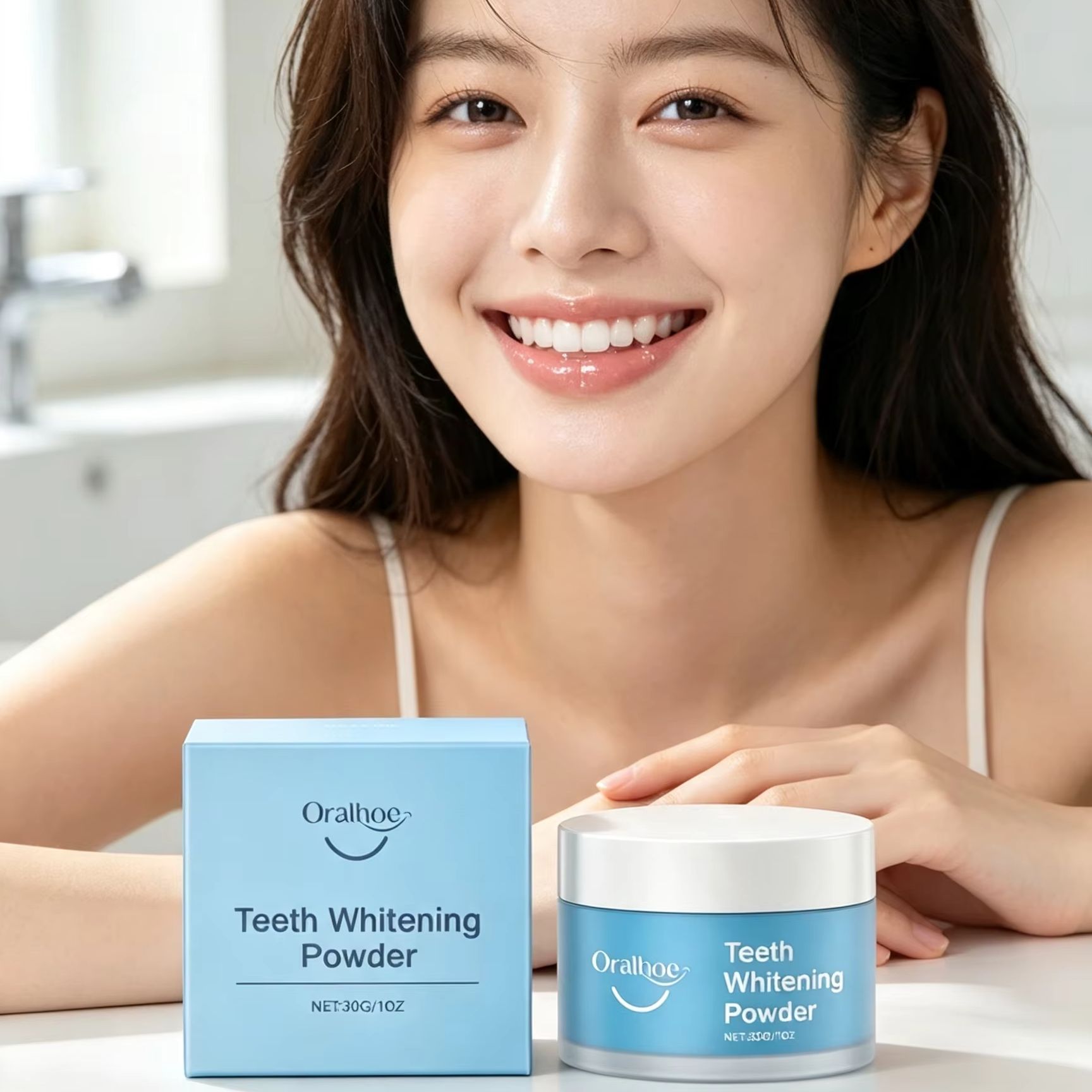 Bubuk Gigi Oralhoe untuk Membe - Teeth Whitening Ai ulasan dan harga