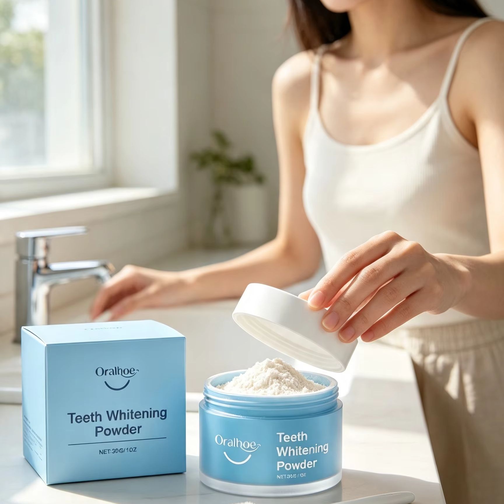 Bubuk Gigi Oralhoe untuk Membe - Teeth Whitening Ai ulasan dan harga